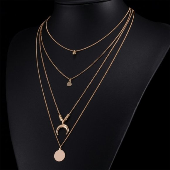 Multilayer Boho Coin & Horn Necklace - Picture 4 of 7
